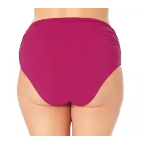 Anne Cole Plus Size Shirred High Waist Swim Bottoms Berry Purple 22W 3X NWT - Picture 2 of 3